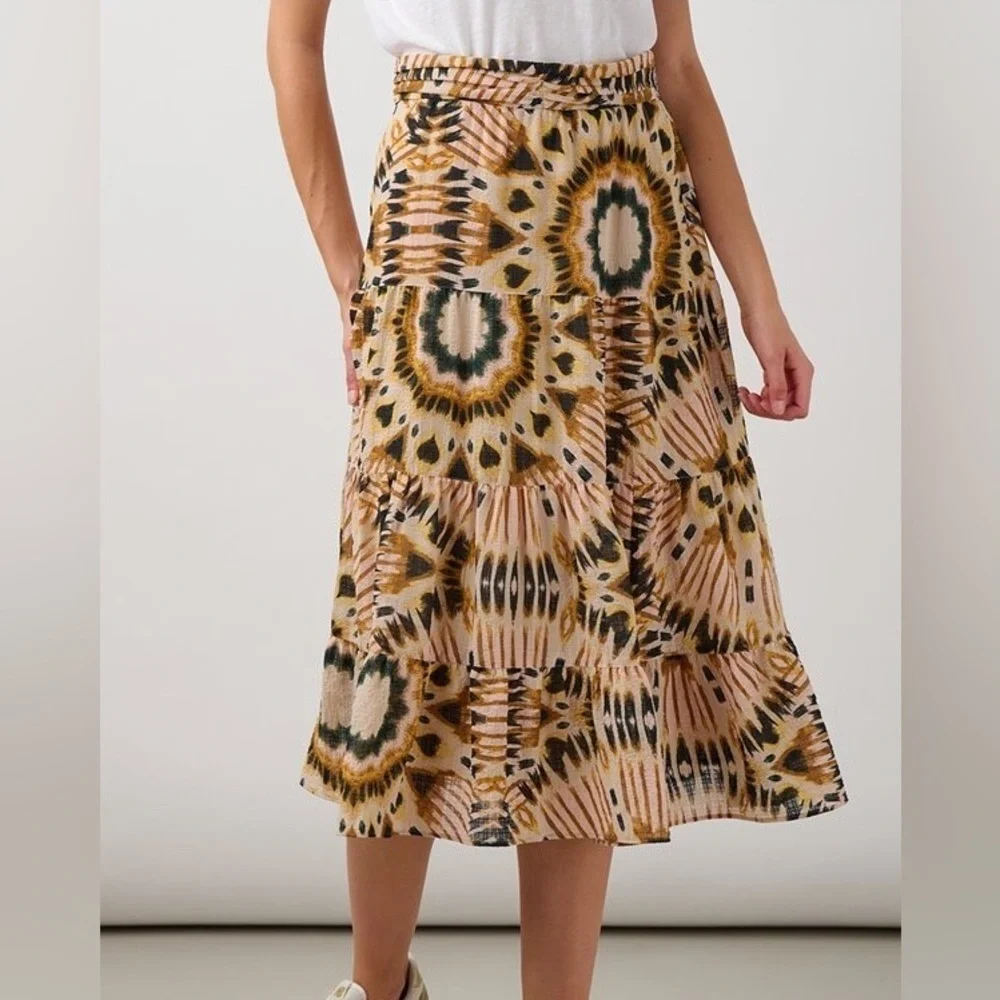 BA&SH CLAREN midi skirt beige dress print fall size
